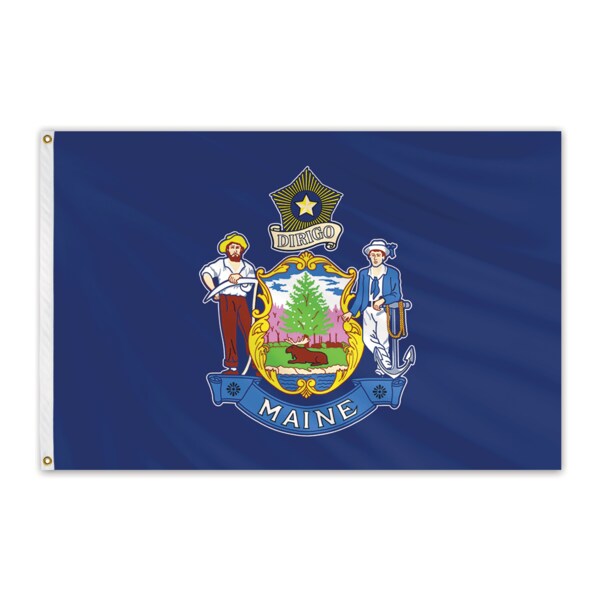 Global Flags Unlimited Maine Outdoor Nylon Flag 12'x18' 200314